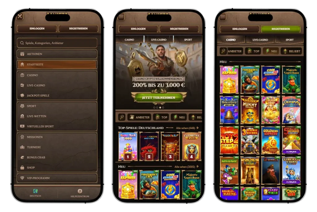 Lanista Casino Mobile Version